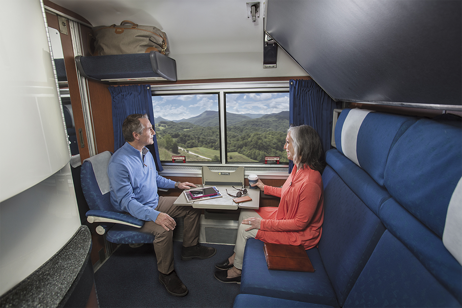 3 Things To Know About Our Sleeping Accommodations Amtrak Vacations   Amtrak Roomette Couple 