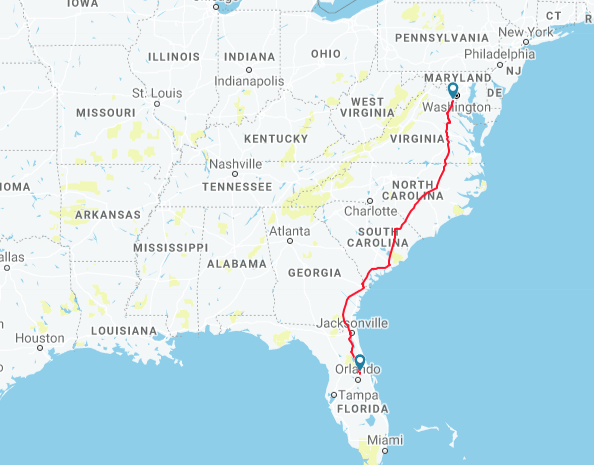 Amtrak Auto Train Route Map Amtrak Auto Train Amtrak Vacations